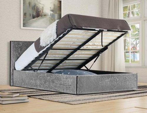 Silver velvet ottoman - silver, storage