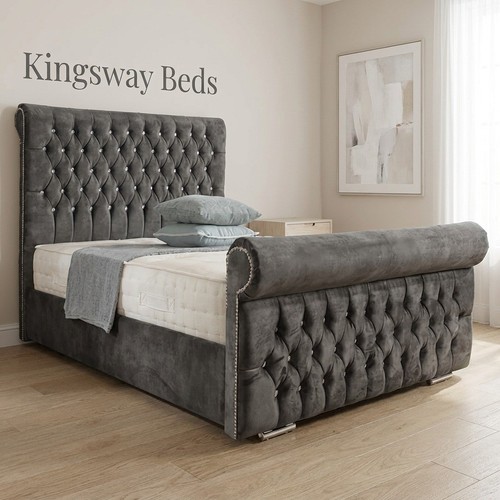 Double scroll sleigh bed - double, frame