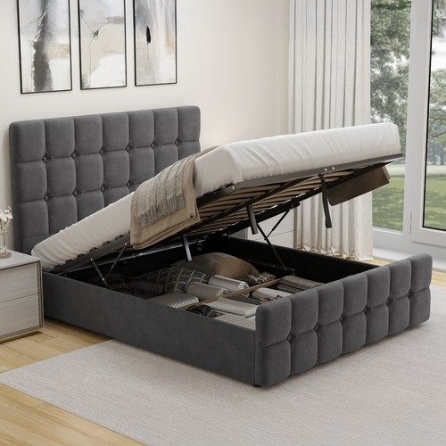 Velvet ottoman storage bed - storage,