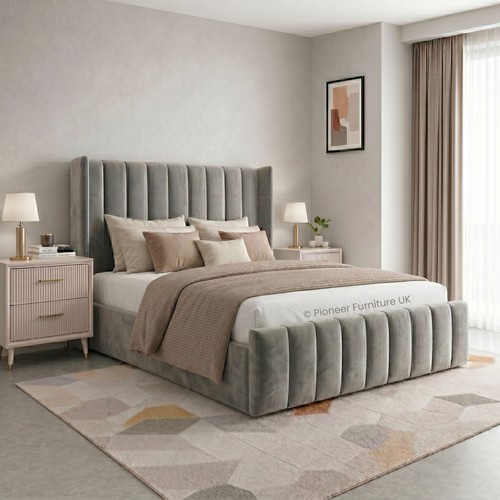 Double ottoman bed - , grey
