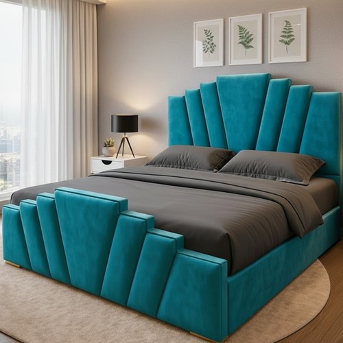 Plush velvet ottoman - velvet,