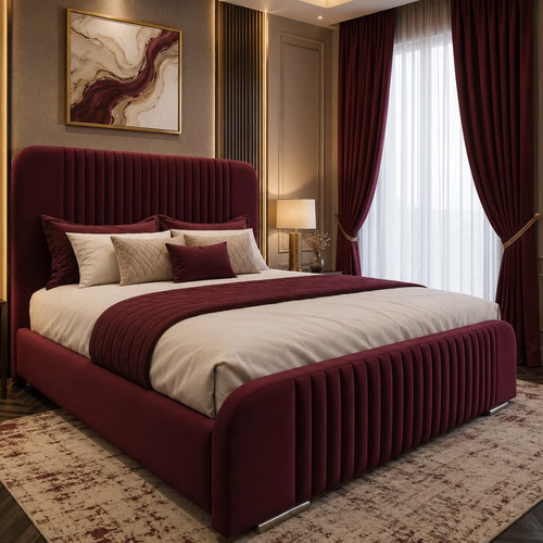 Ottoman bed frame plush - ottoman, velvet