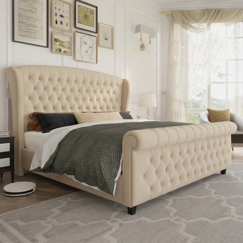 Luxury tulip wing sleigh bed - tulip,