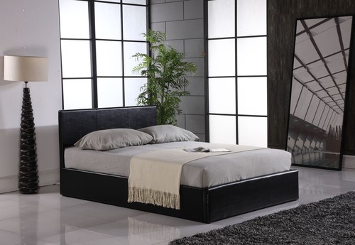 Faux leather ottoman storage - leather,