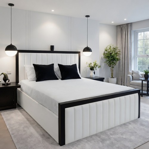Luxury panelled bed velvet - luxury,