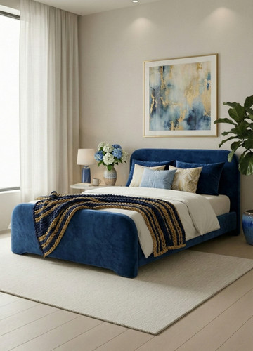 Plush velvet ottoman - plush,