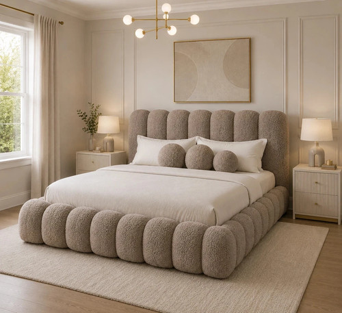 Cloud teddy boucle bed - boucle, frame
