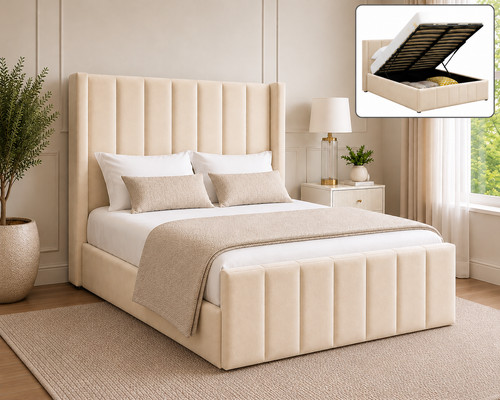 Ottoman storage bed wingback - storage,