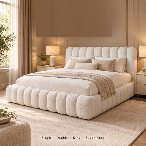 Luxury teddy boucle ottoman - teddy,