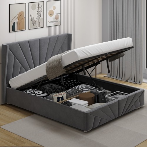 Sunrise velvet ottoman - velvet, storage