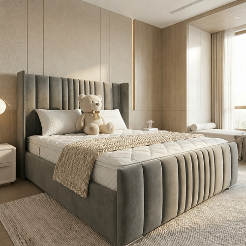 Ottoman bed winged plush - bed,