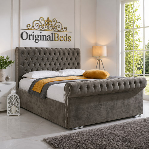 Sleigh bed frame - sleigh, ottoman