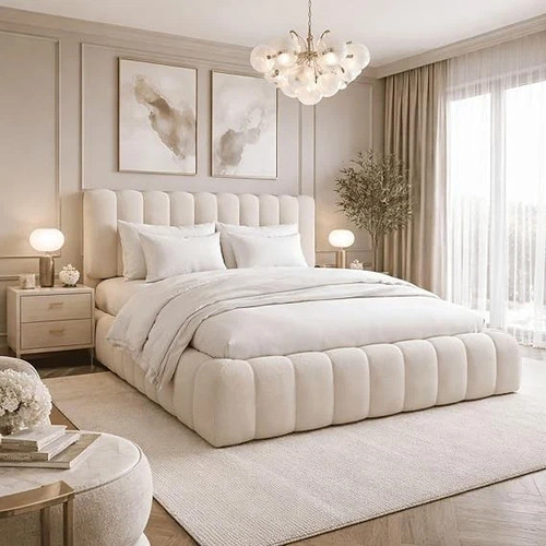 Boucle fabric bed frame - fabric,