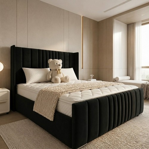 Cloud teddy boucle fabric bed - boucle,