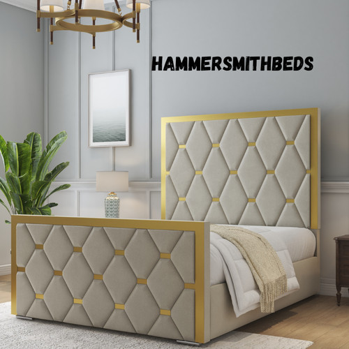 Golden plated bed frame plush - bed,